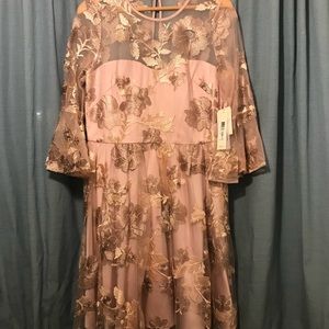 Gorgeous blush pink dress with embroidered flowers